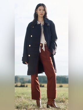 Zara Studio Limited Edition Wool Blend Military Coat Navy XS
